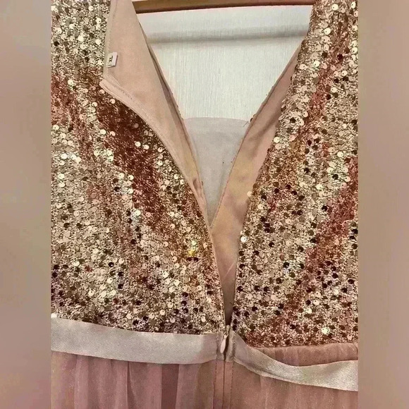 Women's Sequin Panel Hollow Shoulder Mesh Sheer Long Evening Gown Dress XL - Picture 5 of 6